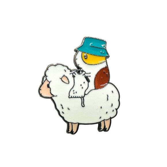 ⭐Cute Enamel Bird & Sheep Pin Badge With Secure Clasp Bubu the Guinea Pig Brooch - Picture 4 of 6